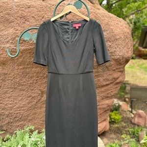 Lavia Elegant Little Black Ponte Dress with Short Sleeves Size S
